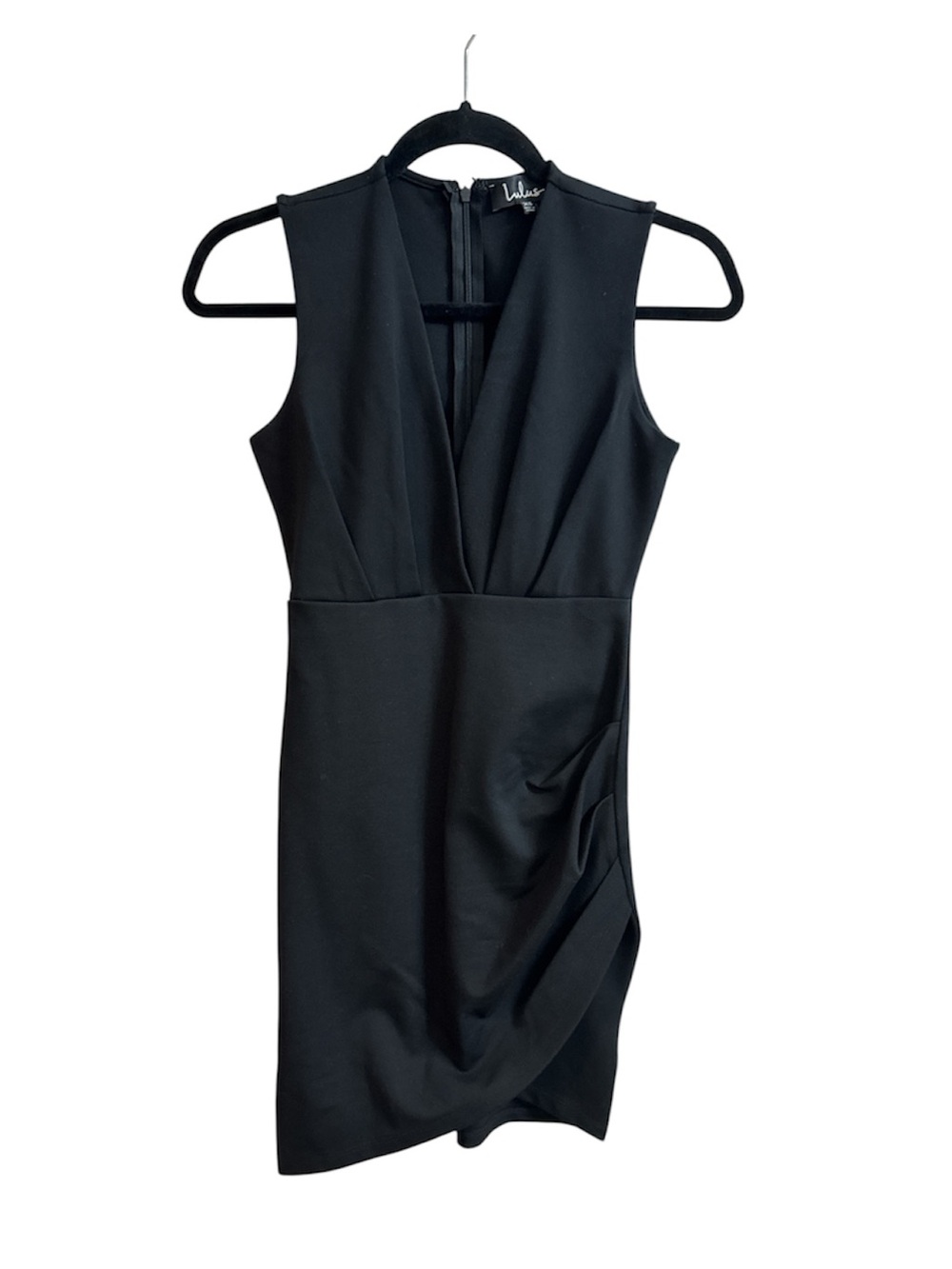 Lulu's Black V-Neck Draped Sheath Mini Dress